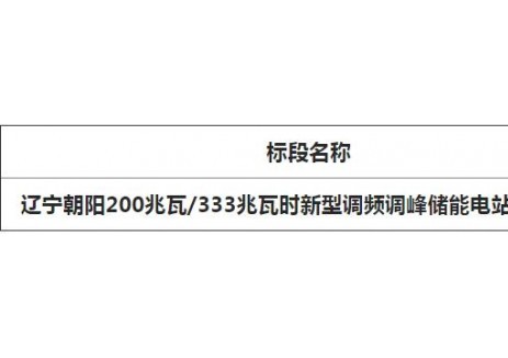 招标 | 辽宁朝阳200MW/333MWh新型调频调峰储能电站设计招标