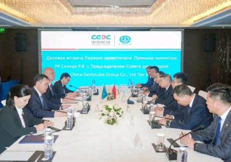 谭华拜会哈萨克斯坦第一副总理斯克利亚尔