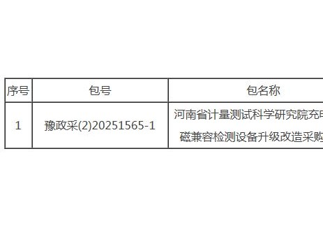 招标 | <em>河南</em>省计量测试科学研究院充电桩电磁兼容检测设备采购项目招标公告
