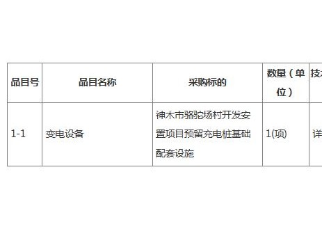 招标 | <em>陕西</em>省神木市骆驼场村开发安置项目预留充电桩基础配套设施招标公告