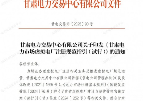 甘肅<em>電力市場</em>虛擬電廠注冊規(guī)范指引（試行）：虛擬電廠資產(chǎn)總額不得低于2千萬元人民幣