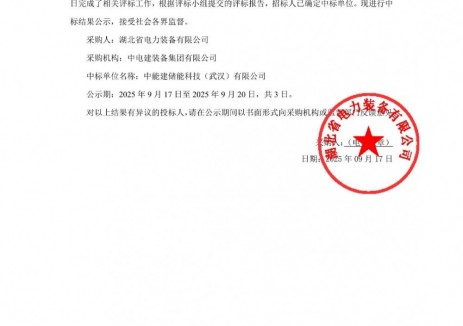 中标 | 36.78MWh！<em>中国</em>电建储能设备直流舱采购项目成交结果公示