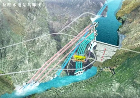 拉哇<em>水电</em>站首台机组定子成功吊装