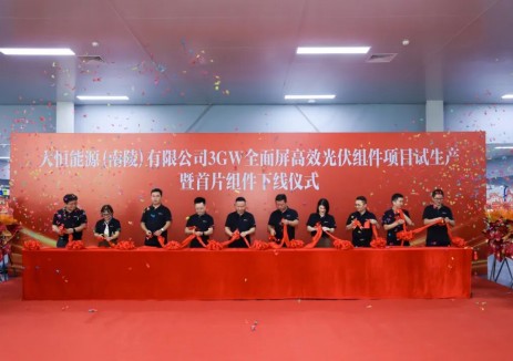大恒能源南陵组件制造基地首片组件成功下线