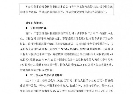 芳源<em>股份</em>签订技术出口合作协议