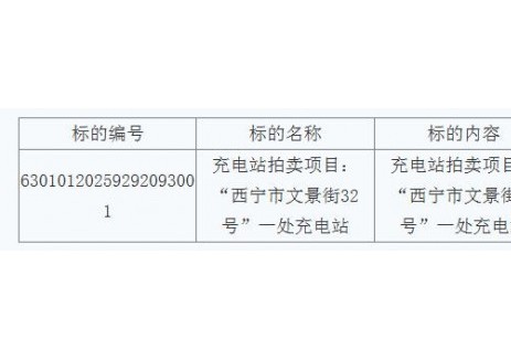 招标 | 挂牌价90万！青海西宁市充电站拍卖项目交易公告