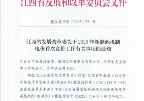 竞价区间0.24-0.38元/度！江西启动新能源机制电价竞价！