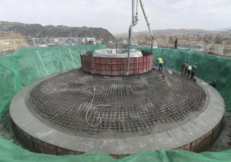 寧夏大武口100兆瓦風電項目風機基礎<em>全部</em>澆筑完成
