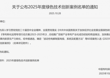 中电建生态环境集团生物质能相关成果入选中国专利保护协会2025年度绿色技术创新案例