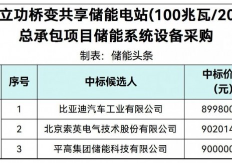 中標(biāo) | 0.4499~0.451元/Wh！湖南張家界100MW/200MWh<em>儲(chǔ)能系統(tǒng)</em>設(shè)備采購(gòu)成交候選人公示