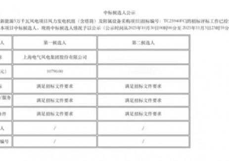 中标 | 电气风电中标广东能源陕西府谷风电项目