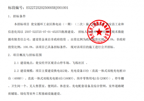 斥資3627萬！貴州甕安循環(huán)<em>工業(yè)</em>區(qū)換電站（一期）二次施工招標(biāo)啟動