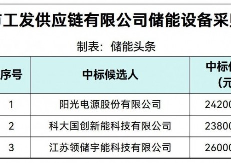 中标 | 0.595~0.65元/Wh！阳光电源、科大国创、领储宇能入围安徽省天长市40MWh储能设备采购