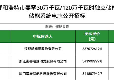 中标｜楚能新能源中标1.2GWh储能电芯！单价0.2809元/Wh