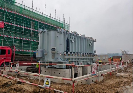 安徽宿州埇桥300兆瓦风电项目升压站主变压器顺利就位