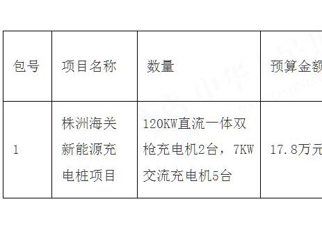 株洲海关新能源充电桩项目比选公告