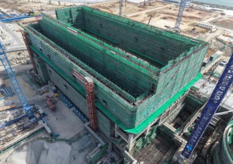 陆丰核电1号机组常规岛汽轮机厂房框架结构顺利封顶