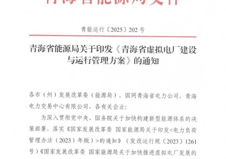 青海：支持充换电设施、用户侧储能等领域试点建设虚拟电厂