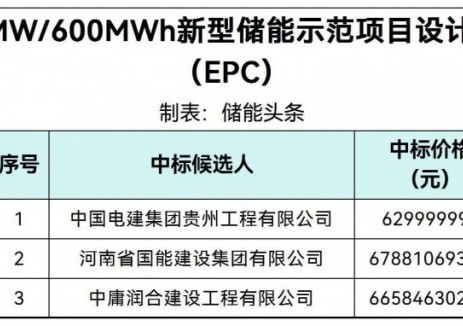 中标 | 1.05~1.1314元/Wh!广东遂溪县300MW/600MWh新型储能示范项目EPC中标候选人公示