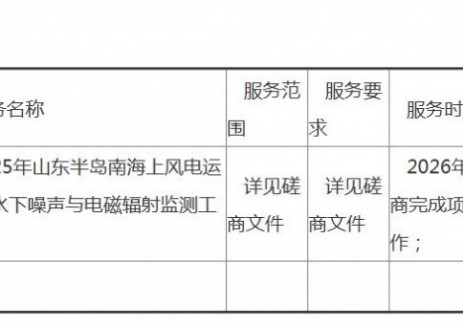 中標｜2025年山東半島南海上風電運營期水下噪聲與電磁輻射監測工作成交公告