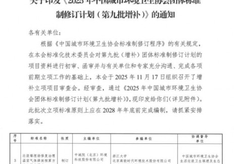 山东科环参与中国城市环境卫生协会团体标准制修订