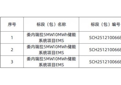 中标 | 委内瑞拉5MW10MWh储能系统项目EMS成交候选人公示