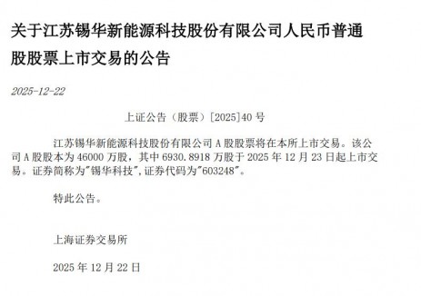 锡华科技上市！