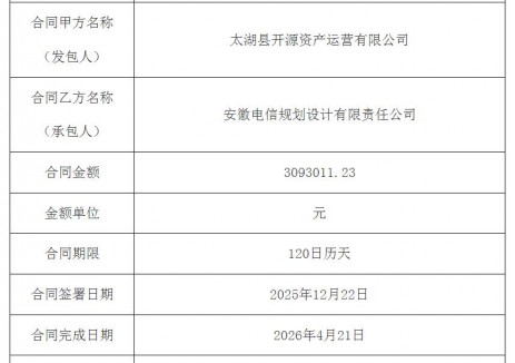 招标 | 安徽太湖县充电桩及配套设施建设项目（一期）合同公告