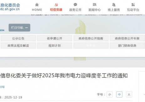 上海市经济信息化委关于做好2025年我市电力迎峰度冬工作的通知