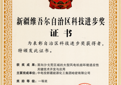 国家电投新疆公司获自治区科技进步一等奖