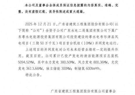 广东建工累计已投产独立储能300MW