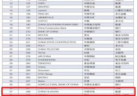 跃升27位！<em>中国华电</em>连续三年入选世界品牌500强
