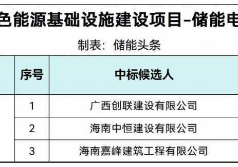 中标 | 海南海口市绿色能源基础设施建设项目储能电站中标候选人公示