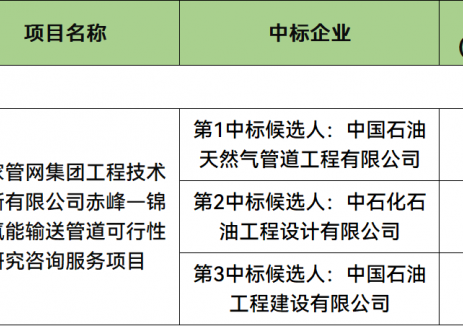 最高388万元！<em>国家管网</em>赤峰—锦州氢能输送管道项目中标候选人公示