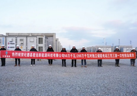 星远欣荣500MW/2000MWh独立储能电站全容量并网发电