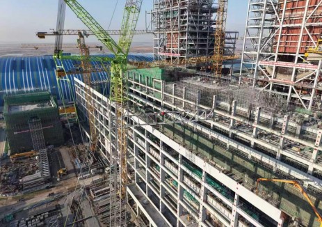 天津大港电厂项目6号汽机房钢屋架开吊