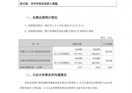 天赐材料预计2025年净利11亿元-16亿元，同比增长127.31%-230.63%