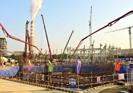 广西百色电厂项目烟囱基础大体积混凝土浇筑完成