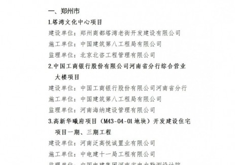 河南省住房和城乡建设厅关于房屋市政建筑施工扬尘治理成效突出典型项目的通报
