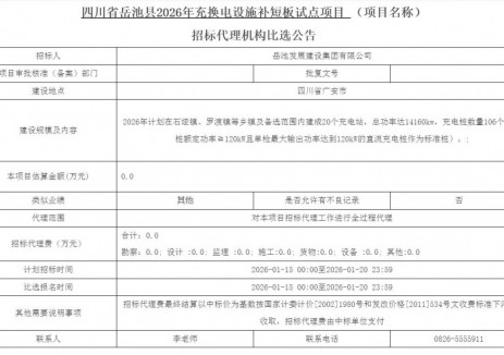 招标 | 四川省岳池县2026年充换电设施补短板试点项目