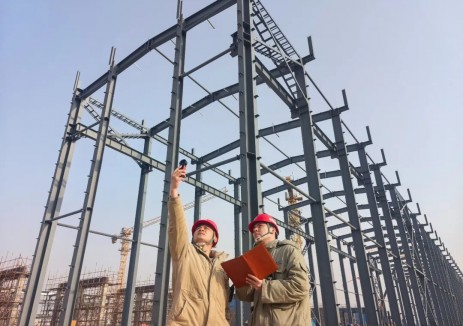 天津吴庄500千伏变电站重建工程完成500千伏配电装置楼钢结构吊装