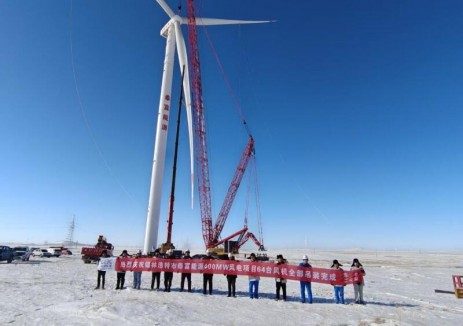 内蒙古锡林浩特市泰富能源400MW风电项目64台风机全部吊装完成