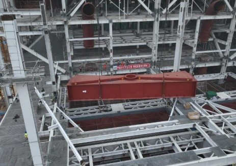 河南信阳项目2号机组空预器底梁吊装完成