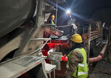 察汗乌苏生态电站压力钢管第一仓回填混凝土完成浇筑