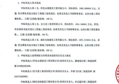 中标 | 湖南沅陵县城乡充电桩一体化建设项目（工程类）中标候选人公示