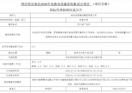 招标 | 四川省岳池县2026年充换电设施补短板试点项目招标公告