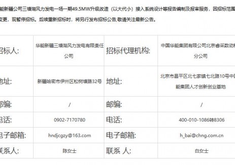 华能49.5MW“以大代小”风电项目报告编制及报审服务终止