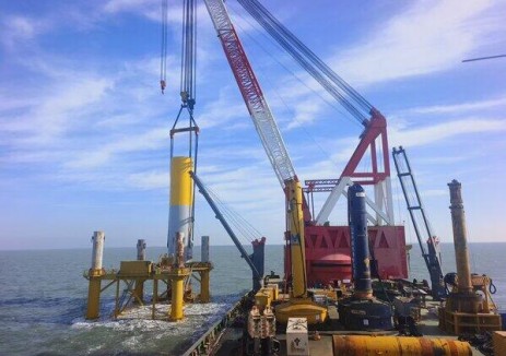 河北唐山顺桓祥云岛250MW海上风电项目完成全部单桩施工