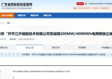 投标人投诉！广东200MW/400MWh储能项目招投标“再喊停”