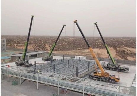 陕西榆林零碳产业园氢能（制氢）示范项目加氢站网架结构成功提升就位